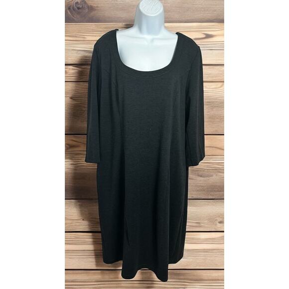Simonton Says By George Simonton Gray A-Line Dress Sz Large Thick Stretchy Midi - Picture 1 of 7